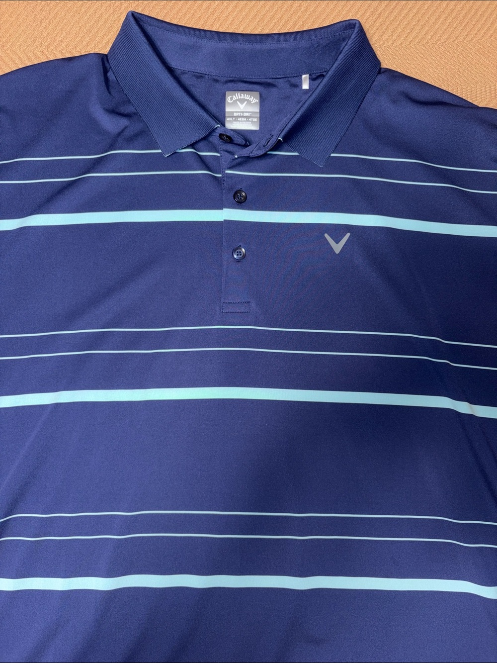 Callaway Opti-Dri Performance Navy Polo with Light Blue Stripes 4XLT